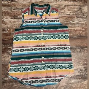 Cabin Creek | VGUC Vintage Pattern Striped Vest Button Cotton Cottagecore Large